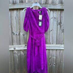 DKNY Floral Purple V-neck Wrap Dress Size 8